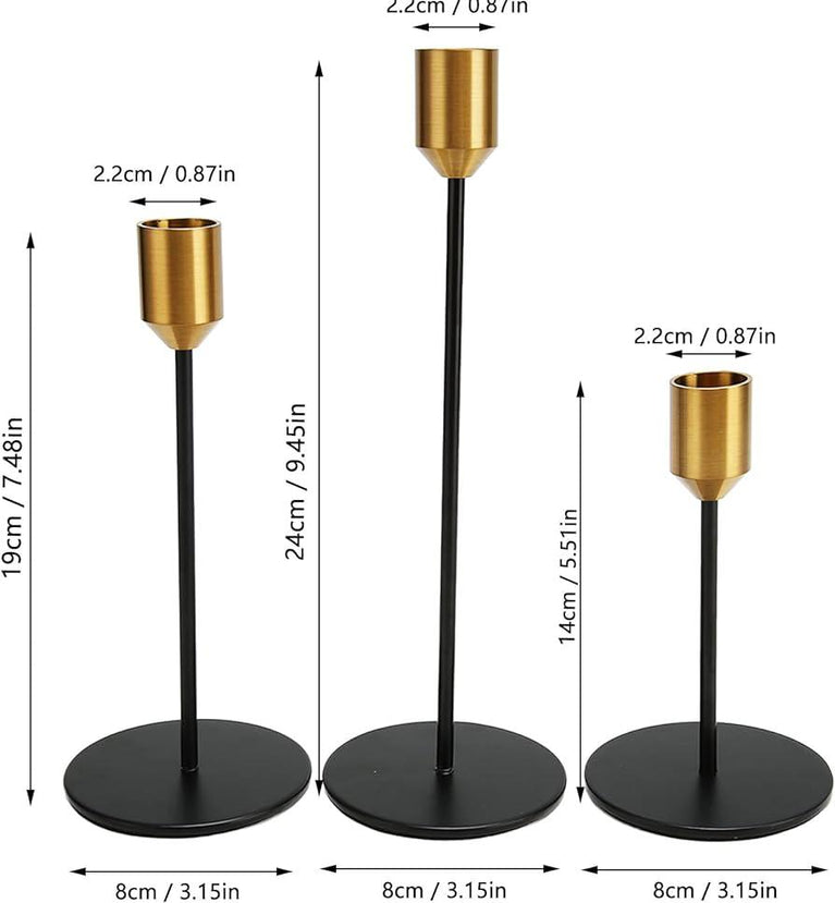 3-Piece Metal Taper Candlestick Set | Wehomepk
