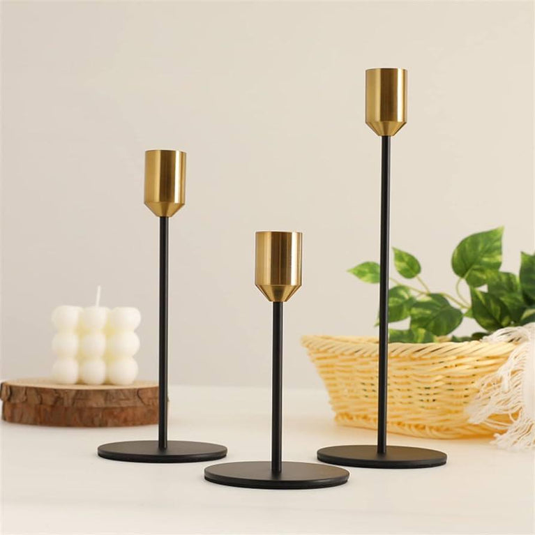 3-Piece Metal Taper Candlestick Set | Wehomepk