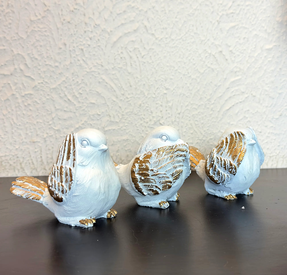 Gold Tone Bird Figurine - Set of 3