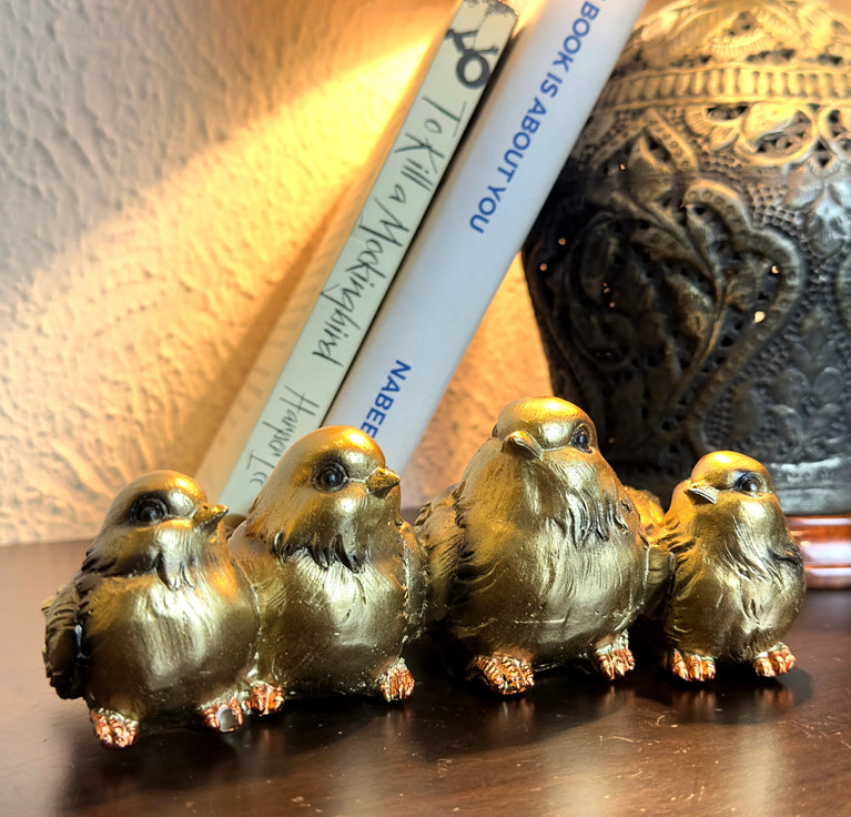 Gold Miniature Sparrow Ornament - Set of 4