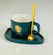 Ceramic Coffee Mug with Saucer & Spoon