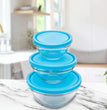 Round Airtight Glass Food Storage Bowl Set - 3 Pcs
