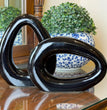 Black Ring Shape Ceramics Floral Vase - Set of 2