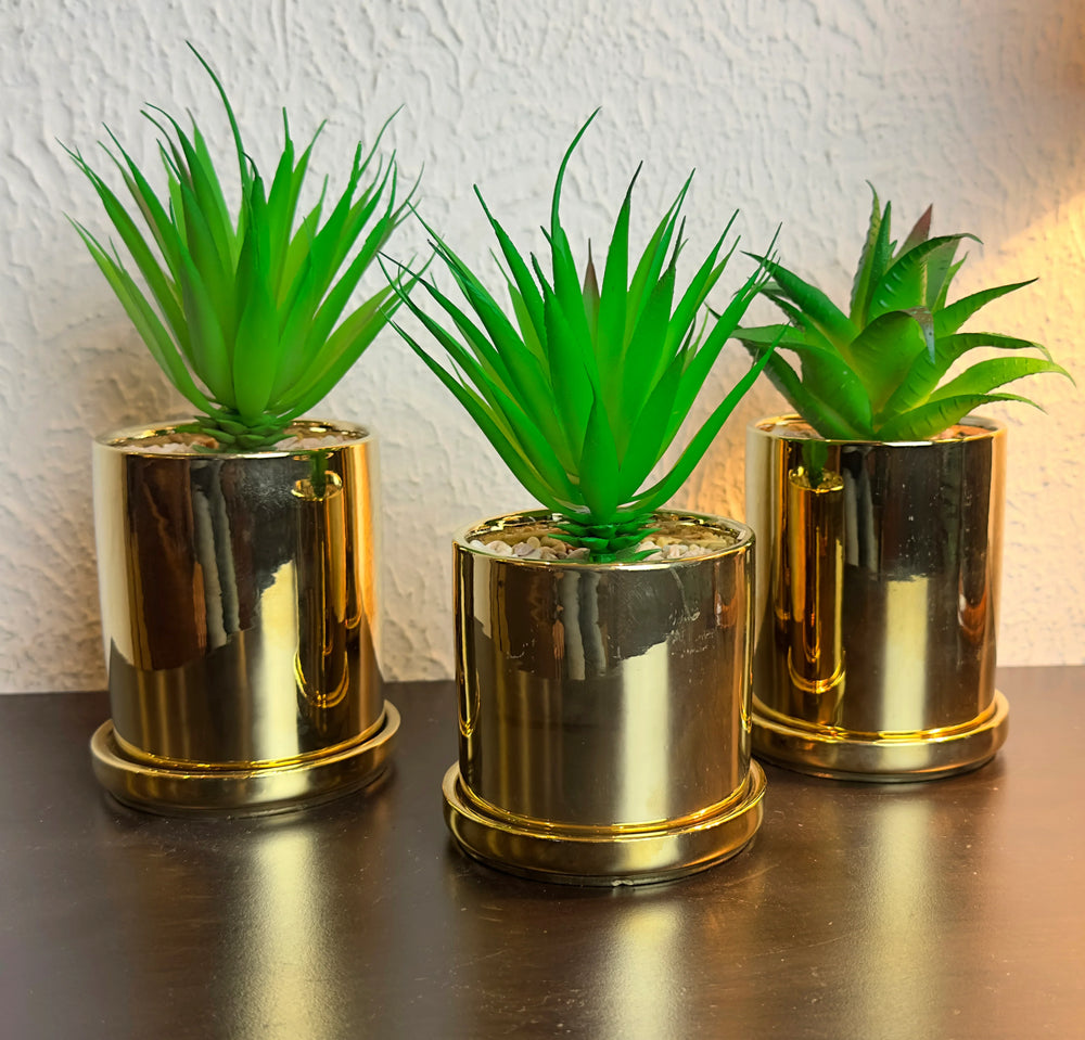 Golden Ceramic Planter Pots
